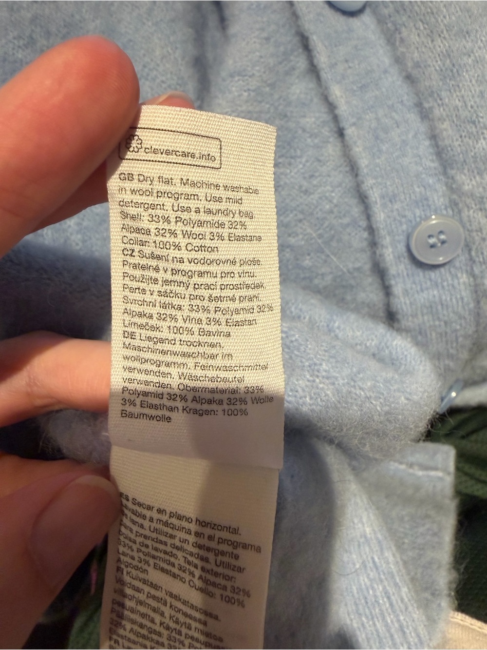 & Other Stories Powder Blue Cardigan with White Eyelet Collar - Picture 5 of 6